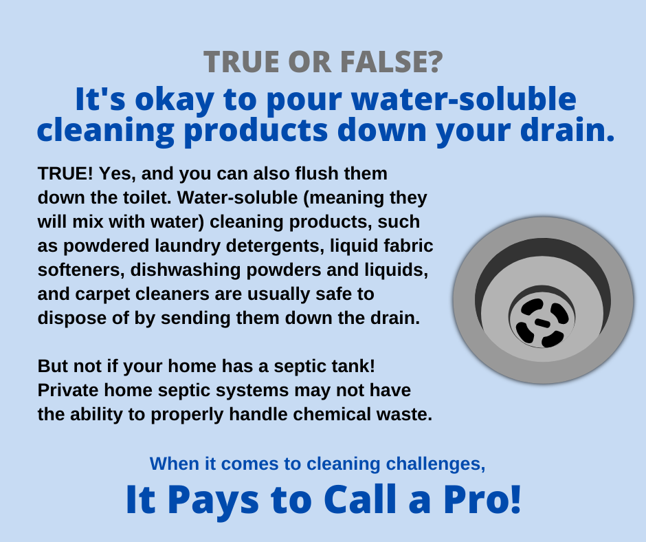 Wilbraham MA - Okay to Pour Water-Soluble Cleaning Products Down Your Drain?